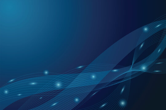 abstract futuristic ai neural network and flowing digital data wave vector blue background with copy space