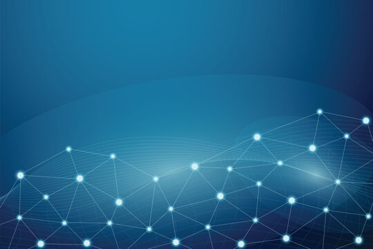 abstract technology digital data network futuristic ai flowing wave with copy space vector blue background