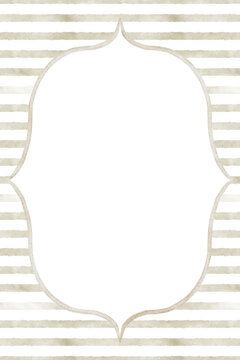 Watercolor frame in beige pastel colors. Illustration of vintage template for wedding invitations or baby shower greeting card. Elegant ornamental border for branding, packaging and stationery.