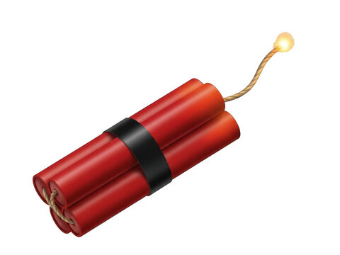Red dynamite stick bundle with a burning fuse