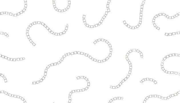 Interesting seamless black and white line art pattern of crawling segmented worms across a clean white background.
