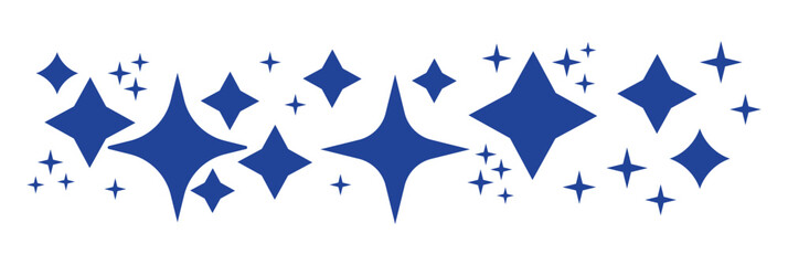 Blue Sparkle Star and Twinkle Burst Vector Icon Set Featuring Multi Point Stars Glint Elements . Scribble magic stardust collection. © identicdesign