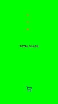 Digital Mobile Shopping Interface Design Featuring Green Background Total Amount And Cart Icon