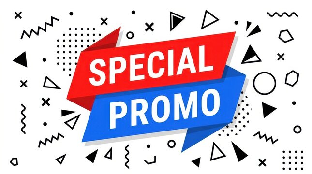 Special promo advertisement with geometric shapes