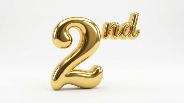Golden second place ranking number two trophy