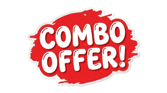 Red combo offer sign with white text on white background