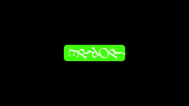 Creative Kinetic Typography Error Text Animation with Rotating Glitch Effect on Vibrant Green Button and Black Background for Software Debugging and UI Design