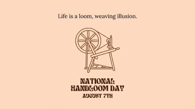National Handloom Day illustration with spinning wheel