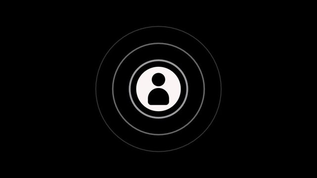 profile icon on black background.Communication man profile icon. man calling icon.4k video.