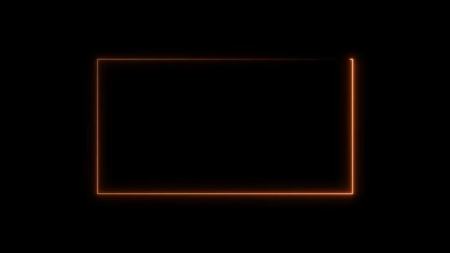 A glowing blue neon rectangle outline on a black background, with a futuristic and digital light effect.