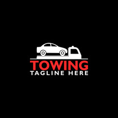 Obraz premium Towing car logo icon isolated on black background