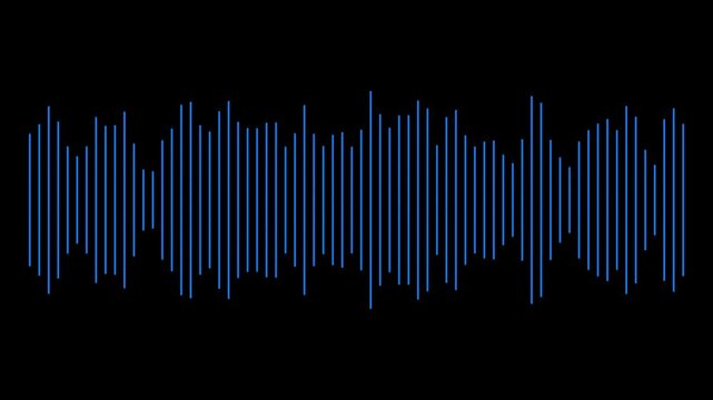 A white waveform pattern on a black background, depicting an audio signal&rsquo;s amplitude variations over time.