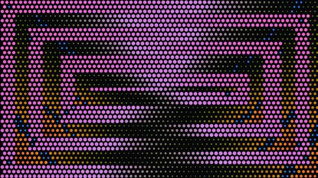 Digital Maze Abstract: A mesmerizing abstract pattern created with a multitude of tiny, glowing dots forms a complex, winding maze-like structure. The interplay of pink, purple.