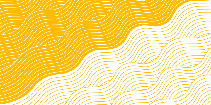 Yellow instant noodle, pasta and spaghetti texture with geometric wavy lines. Ramen, pasta vector pattern. Background abstract food illustration
