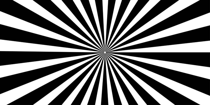 Abstract optical illusion of black and white radial lines emanating from a central white circle, creating a dizzying, hypnotic effect.