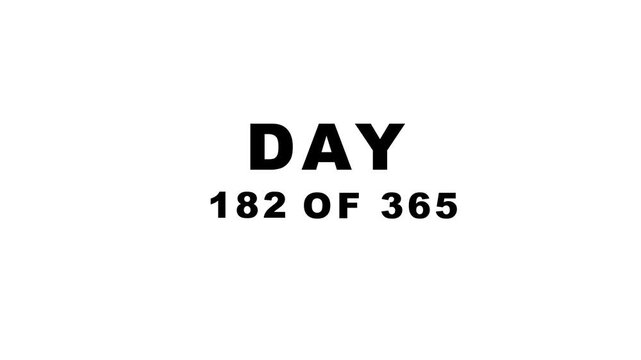 Abstract 0 to 365 days timeline with day text animation. Animated of completing 365 of 365 counter. Three hundred sixty five day count concept.4k motion graphics video animation