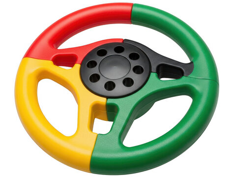 Colorful steering wheel with red, yellow, green segments