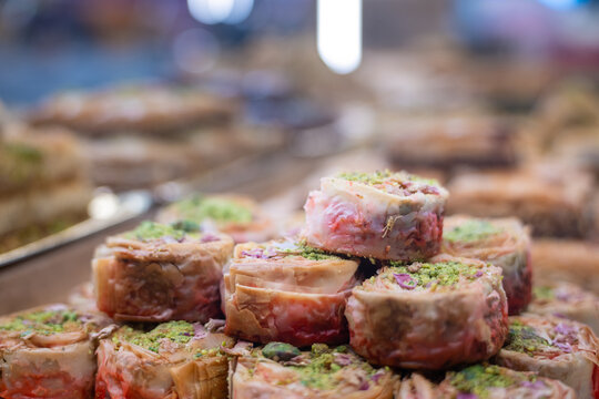 Assorted Middle Eastern and North African Pastries on a Display Platter for a Ramadan Eid Celebration