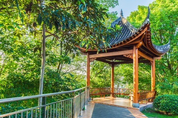 A Chinese-style gazebo in a park in China © alexmu