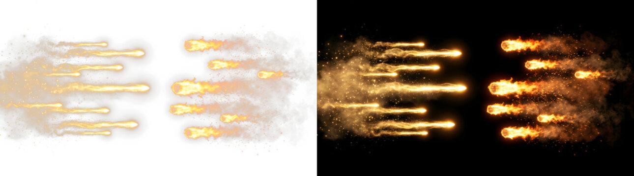 Fast moving light trails and glowing particle streaks with particles, abstract