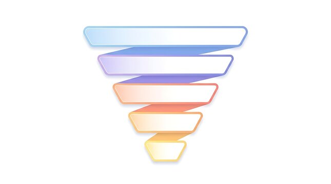 Minimalist business funnel workflow infographic template with smooth gradient ribbon design