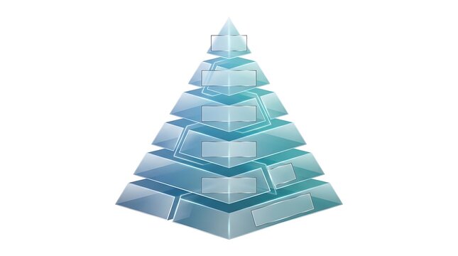 3d pyramid workflow infographic template with six levels and a winding path for business strategy