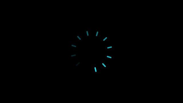 Cyan color animated circle loading&nbsp;icon on black background