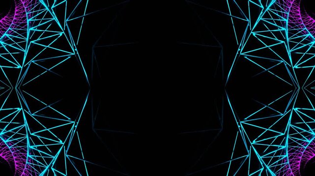 Cyan and Pink Glossy Movable Spiral Grid Kaleidoscope Background VJ Loop in 4K