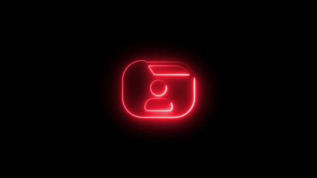 Glowing red neon user profile folder animation