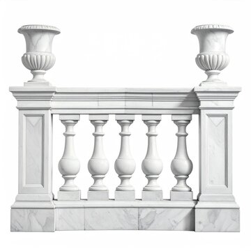 White marble balustrade with decorative urns on pillars