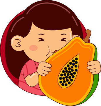 Girl Eating Pizza Vector Illustration