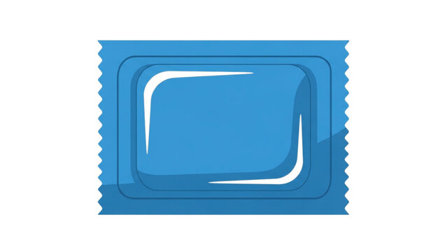 A 2D Vector Illustration of a blue condom wrapper on a white surface