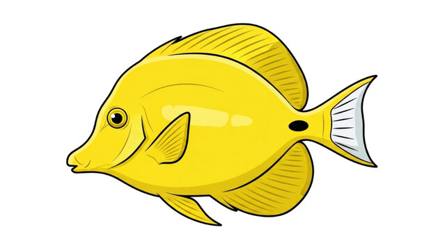 Vibrant 2D Vector Illustration of a Yellow Fish Swimming Freely