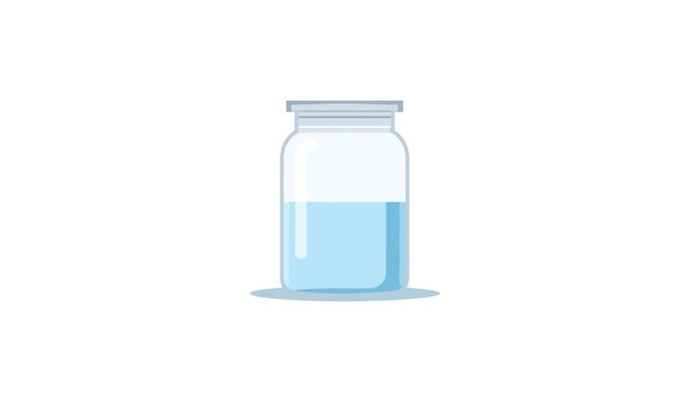 Glass jar with blue liquid.