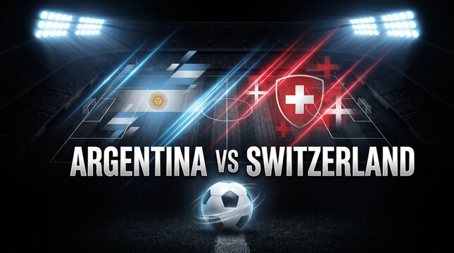 Argentina vs switzerland football match stadium graphic for world cup competition