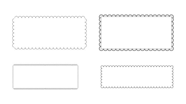 Set of rectangular scalloped edge frames for creative design labels and product stickers.
