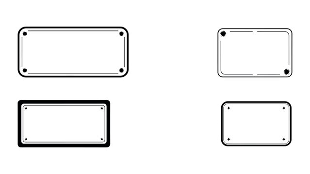 Set of empty rectangle frames with star corner details for titles and labels.
