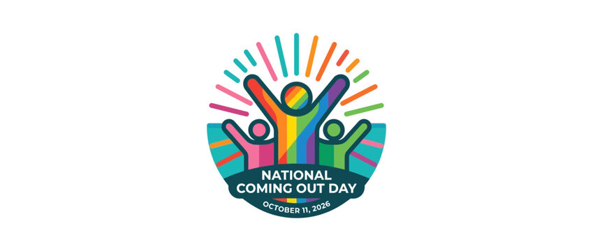 Diverse human silhouettes celebrating diversity with colorful rainbow pride flag patterns