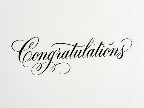 Elegant cursive congratulations text in sophisticated calligraphy style for celebrations and greetings
