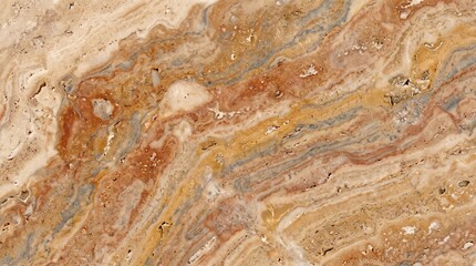 Obraz premium Elegant Beige and Brown Travertine Marble Stone Slab Texture
