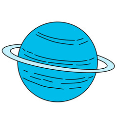 Bright blue planet with simple rings © iJstock