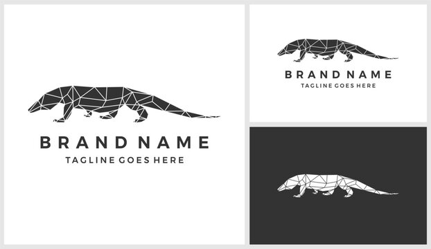 Geometric komodo dragon logo design vector template