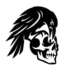 Fototapeta premium Tribal Skull Tattoo Vector Design Black Animal Head Illustration Wild Mammal Symbol Logo Silhouette Tribal Art Icon