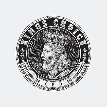Vintage King Profile Medallion Emblem for CBD Logo Isolated on White Background