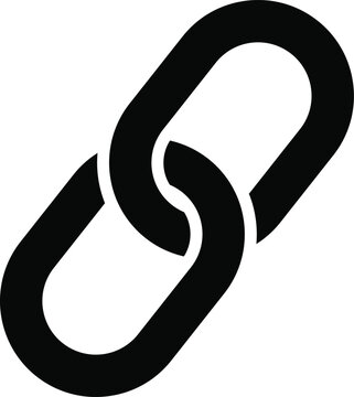 Black Solid Chain Link Hyperlink Icon. Connected URL Attachment Silhouette Symbol for SEO Backlink, Website Integration