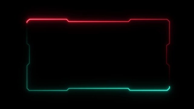 Futuristic digital HUD cyber frame technology for video overlay templates. Digital HUD futuristic motion graphic element cyber generated background. security hologram frame border 4k background