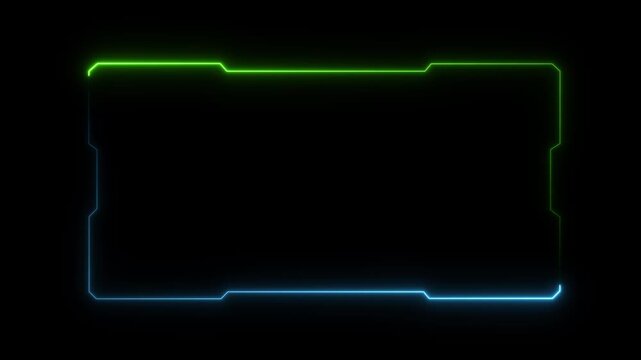 Futuristic digital HUD cyber frame technology for video overlay templates. Digital HUD futuristic motion graphic element cyber generated background. security hologram frame border 4k background