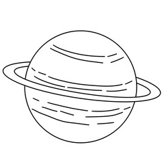 Simple line drawing of Saturn with its rings © iJstock