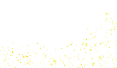 Fototapeta premium Golden star sparkles wave and glitter dust border isolated on white background,Magic gold sparkling particle frame with copy space for celebration design.