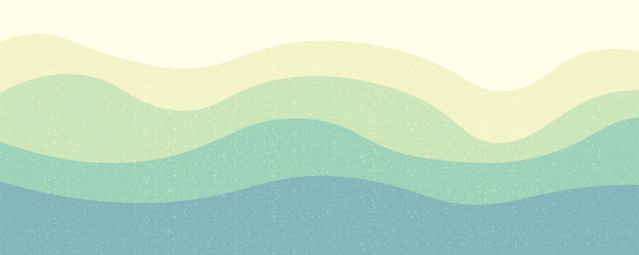 Modern minimalistic vector illustration of green waves with noise. Summer background